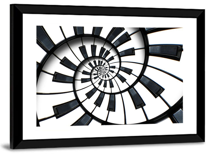 Recursive Spiral Piano Keys Wall Art as a framed print