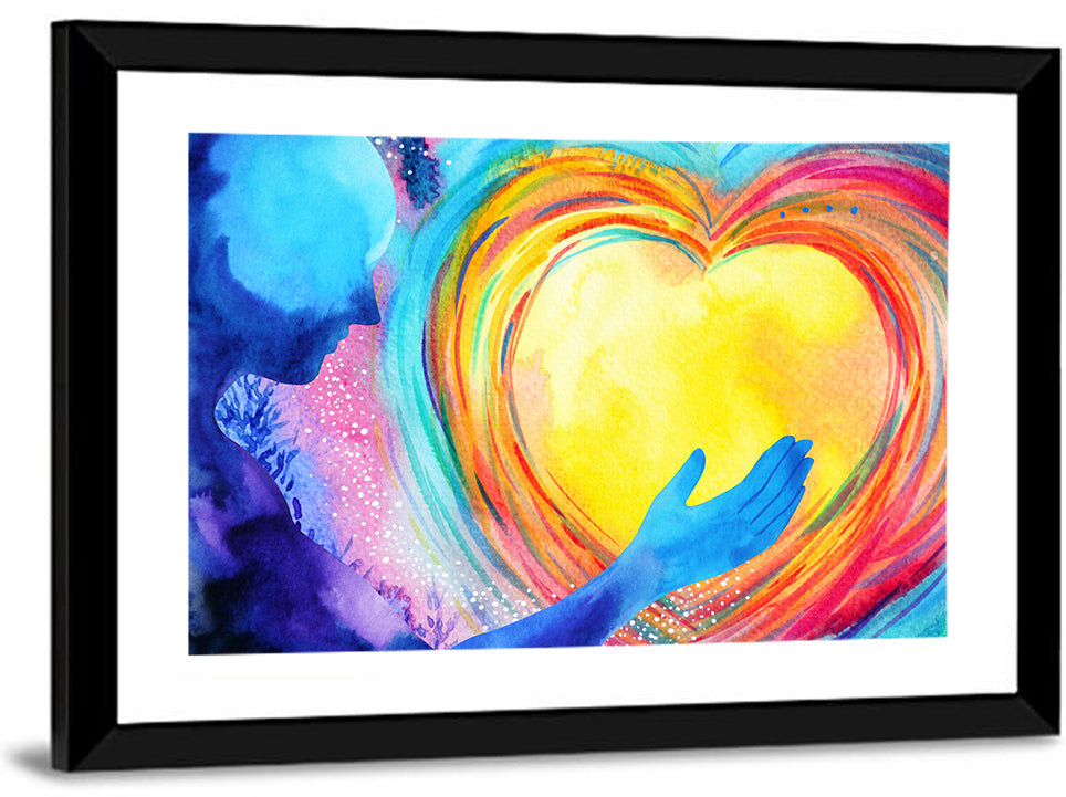 Blue Silhouette with Radiant Heart Wall Art