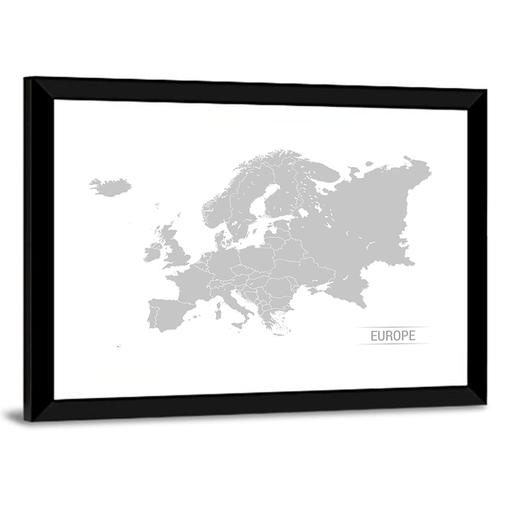 Gray Europe Outline Map Wall Art