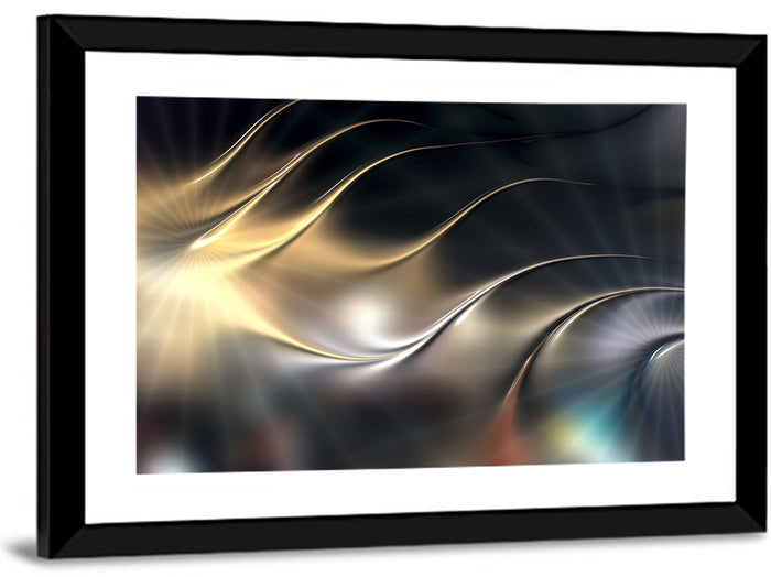 Luminous Metallic Wave Wall Art as a framed print