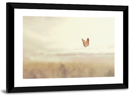 Monarch Over Beige Field Wall Art