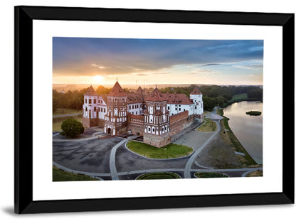 Mir Castle Sunrise Over Lake Wall Art