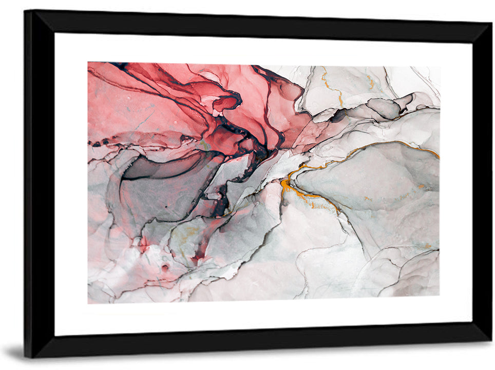 Pink Gray Marble with Gold Veins Wall Art