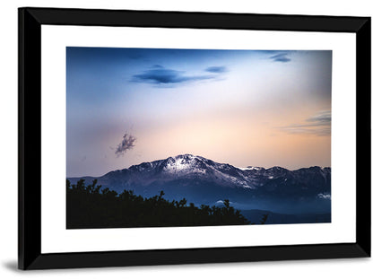 Snow-capped Pikes Peak at Dusk Wall Art