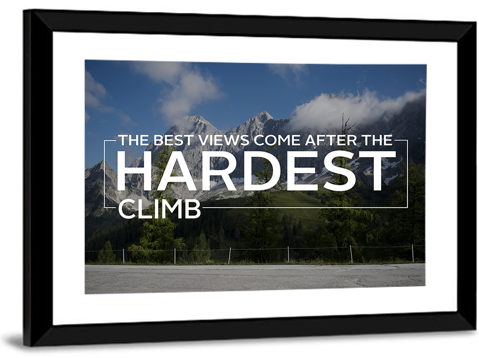 Snow Capped Peaks with Motivational Quote Wall Art