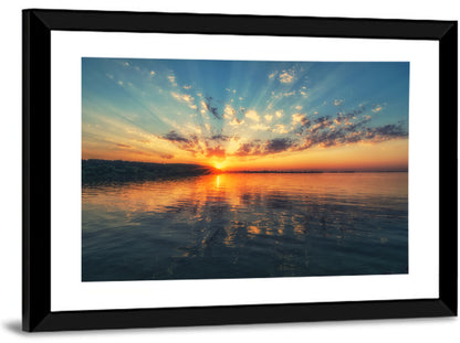 Sunburst Over River Wall Art