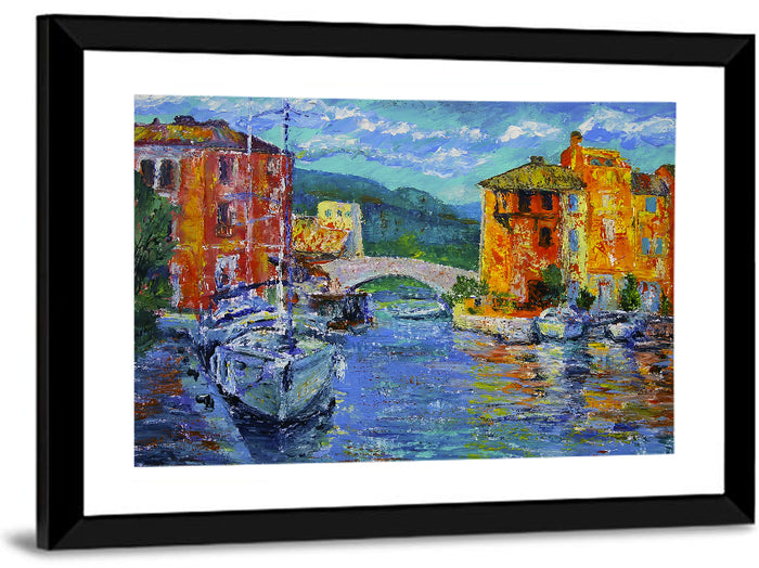 Port Grimaud Canal Scene Wall Art as a framed print