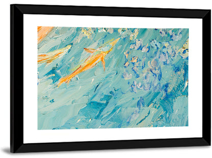 Koi in Blue Abstract Wall Art