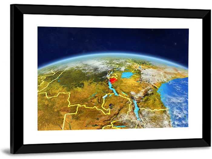East Africa Great Lakes from Space Wall Art as a framed print