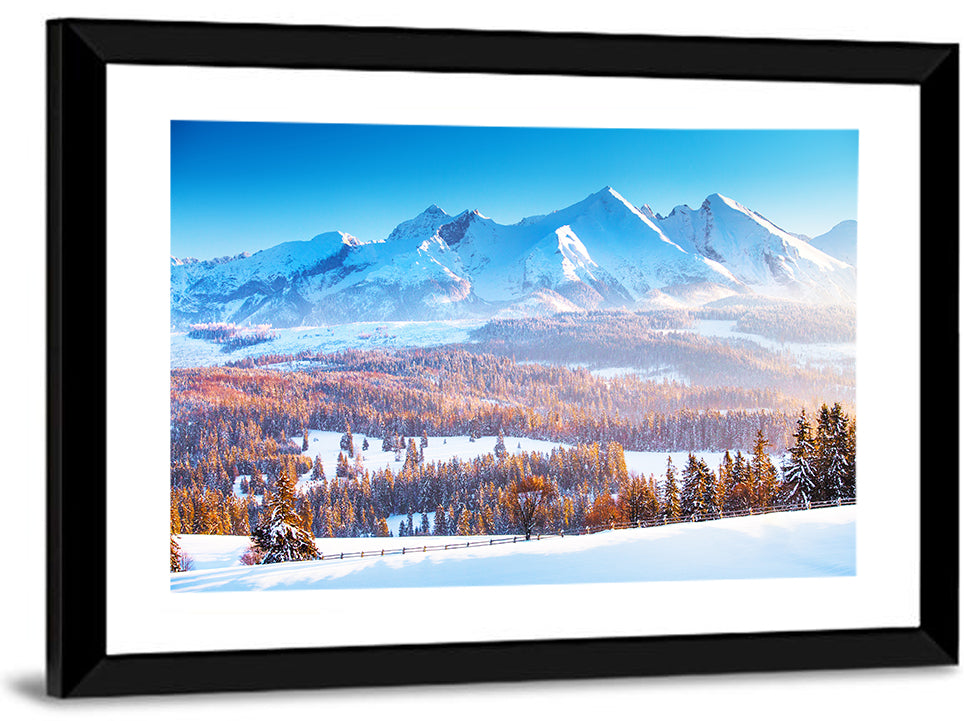 Snowy Mountain Peaks at Sunrise Wall Art