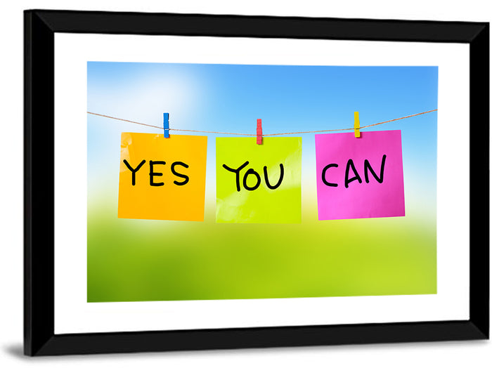 Yes You Can Post-it Notes Wall Art as a framed print