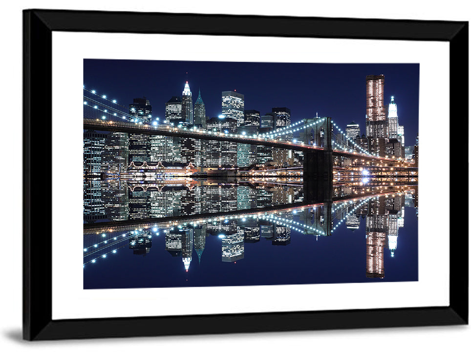 Brooklyn Bridge Symphony at Night Wall Art