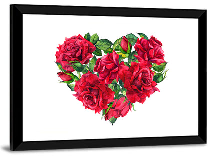 Watercolor Rose Heart Wall Art