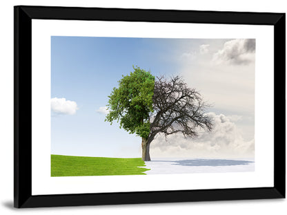 Summer to Winter Split Tree Wall Art