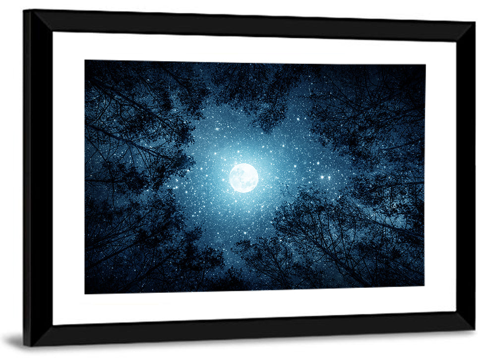 Full Moon Over Forest Wall Art