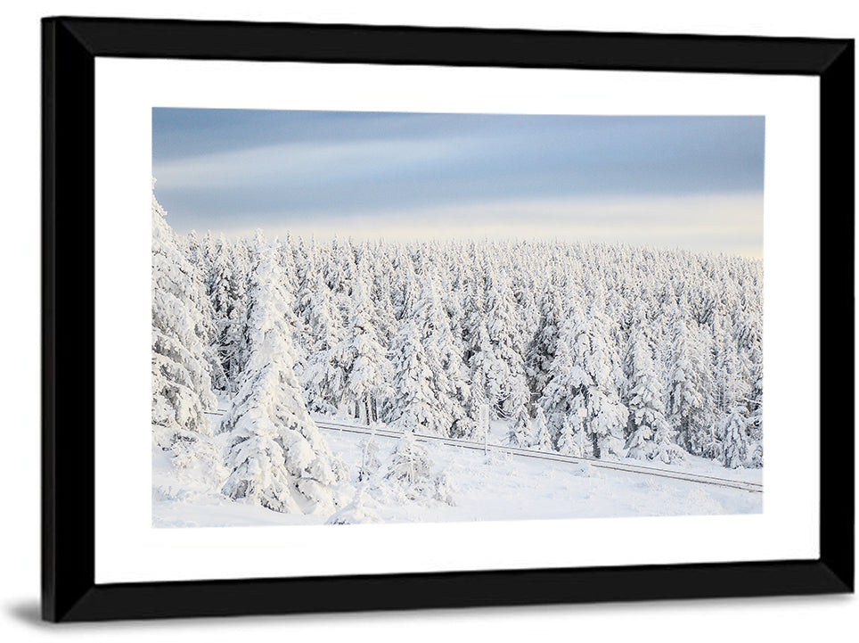 Snowy Forest Railway Tracks Wall Art
