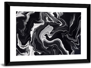 Flowing Black Marble Abstract Wall Art