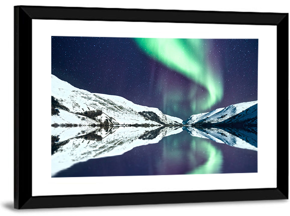 Emerald Aurora Over Mirror Lake Wall Art
