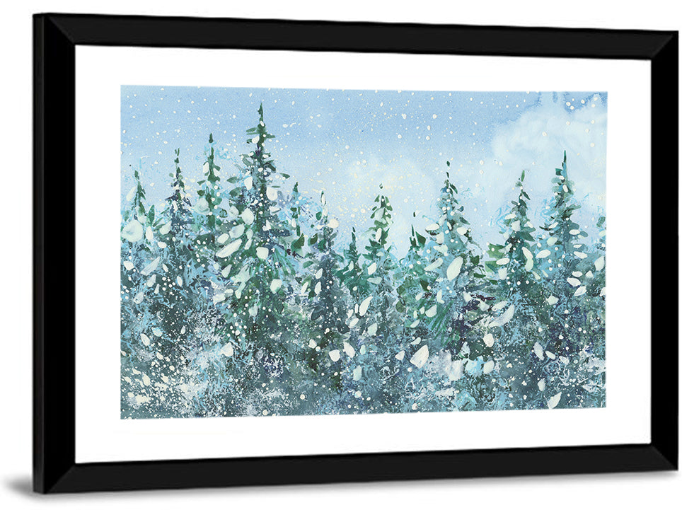 Snowy Spruce Forest Wall Art