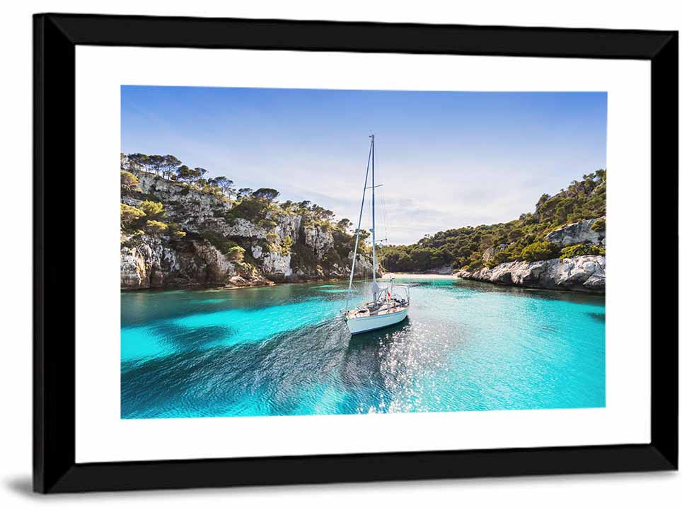 Menorca Cove Sailboat Wall Art