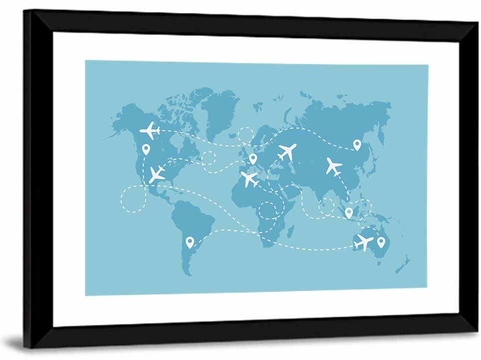 World Flight Routes Map Wall Art