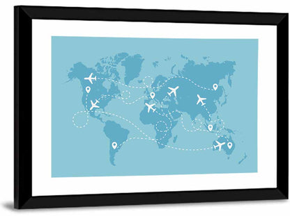 World Flight Routes Map Wall Art