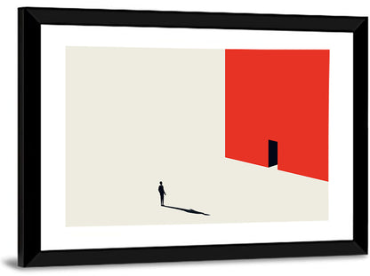 Solitary Figure with Red Door Wall Art