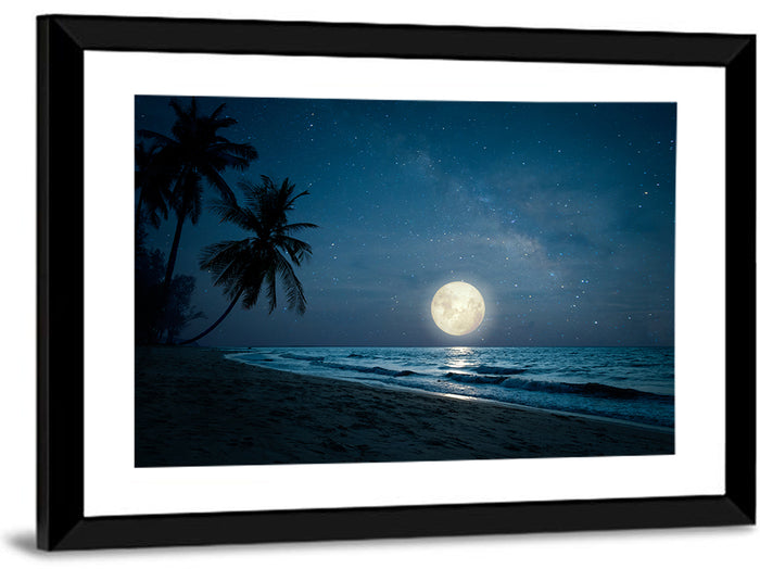 Palm Beach Moonset Wall Art as a framed print
