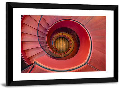 Red Spiral Staircase Wall Art