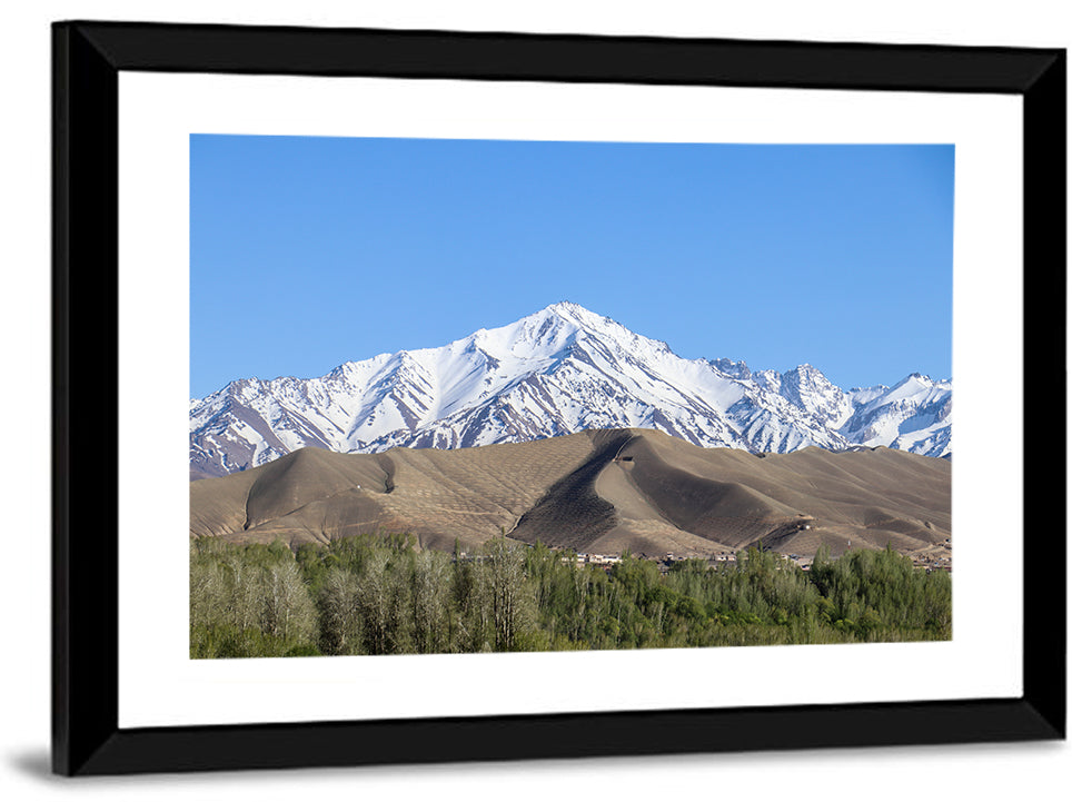 Afghan Snow-capped Peaks Above Forested Foothills Wall Art