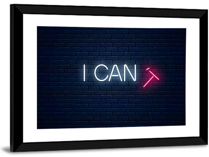 I Can Neon Sign Wall Art as a framed print