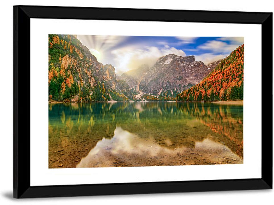 Lago Di Braies Sunrise Wall Art