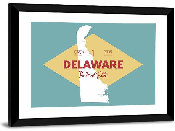 Delaware State Map Graphic Wall Art as a framed print