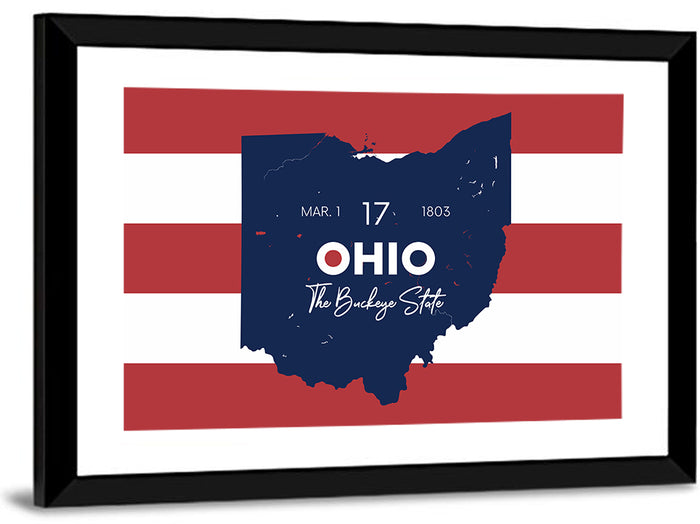 Ohio State Map Wall Art as a framed print