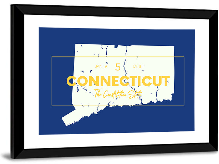 Connecticut State Silhouette Wall Art as a framed print