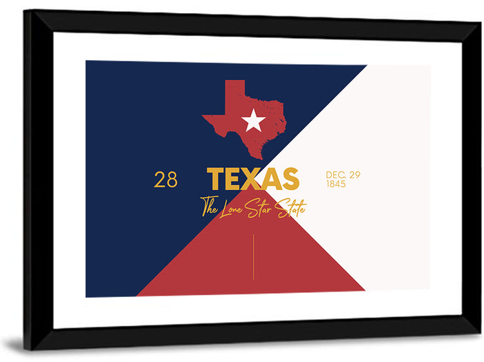 Lone Star State Map Wall Art as a framed print