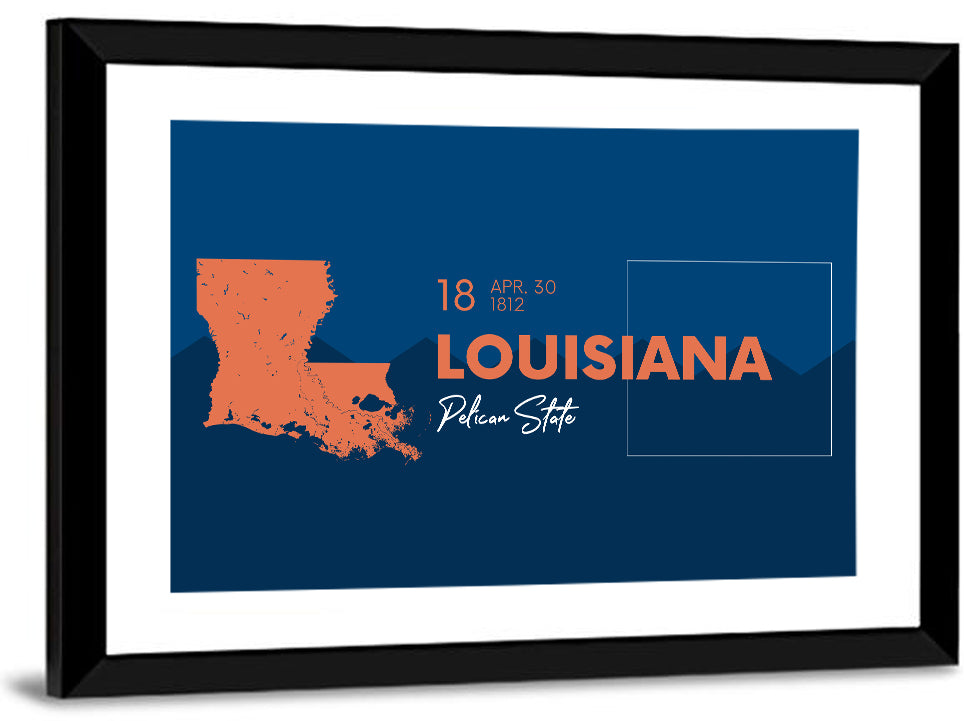 Louisiana Map, Pelican State Wall Art