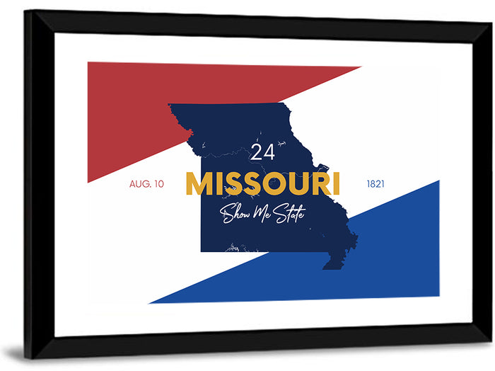 Missouri Map, Show Me State Wall Art as a framed print