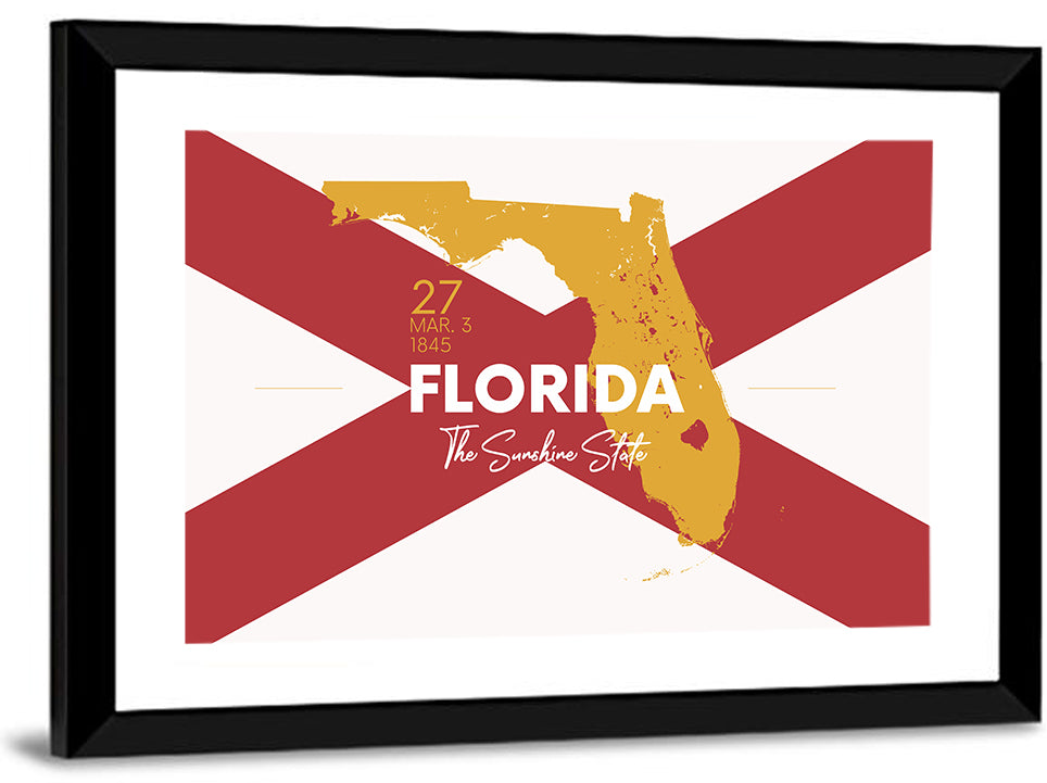 Florida Gold Map Graphic Wall Art