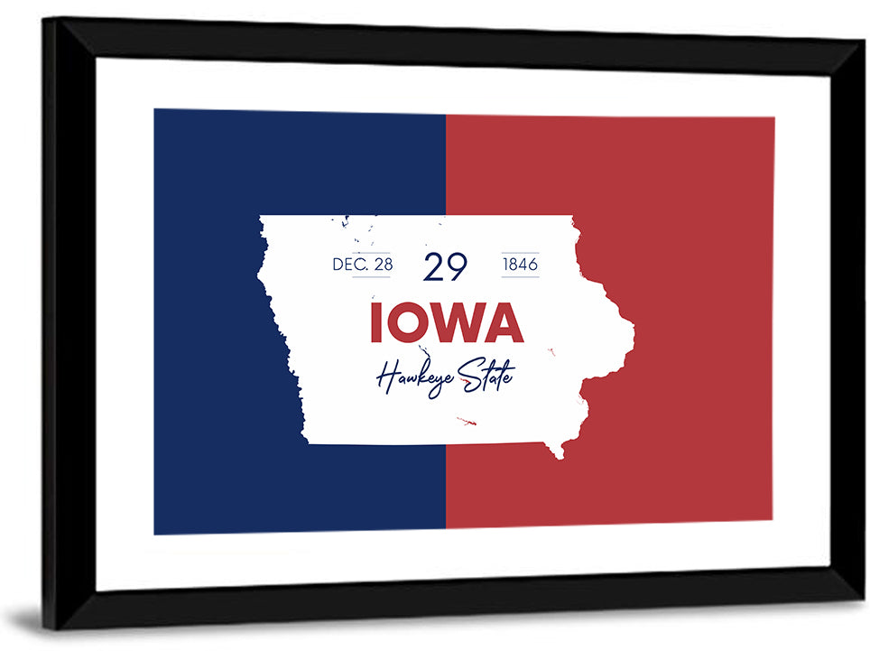 Hawkeye State Map Typography Wall Art