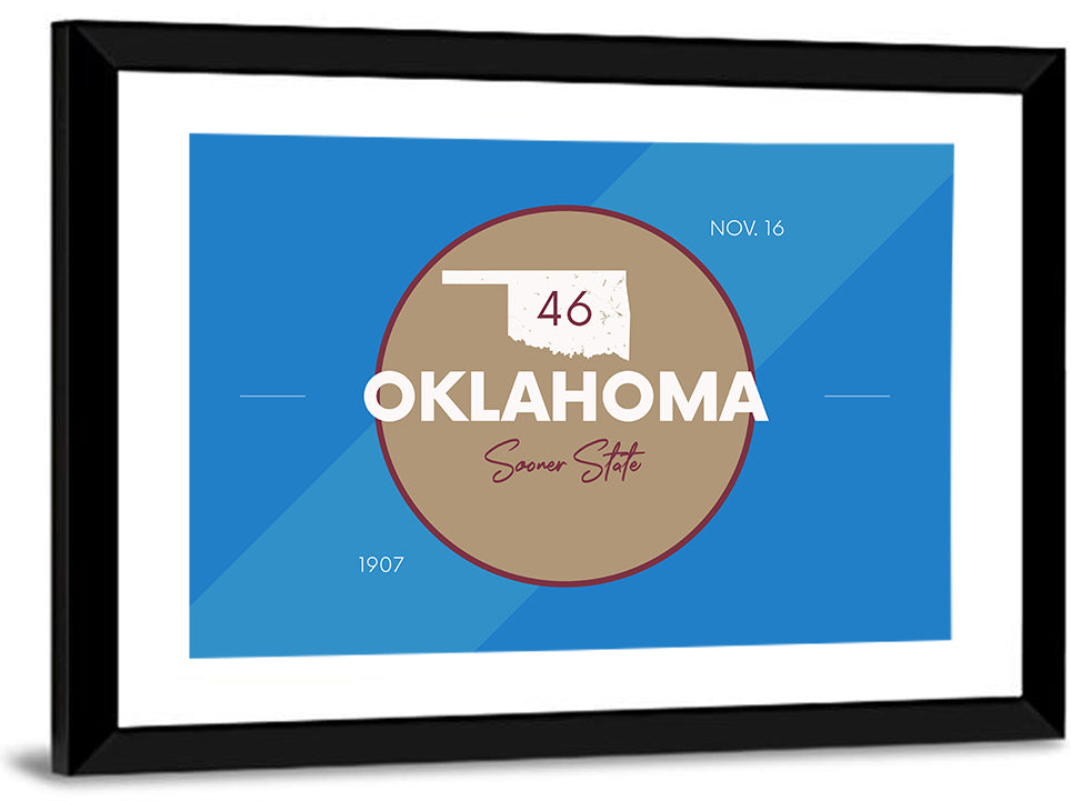 Oklahoma State Medallion Map Wall Art