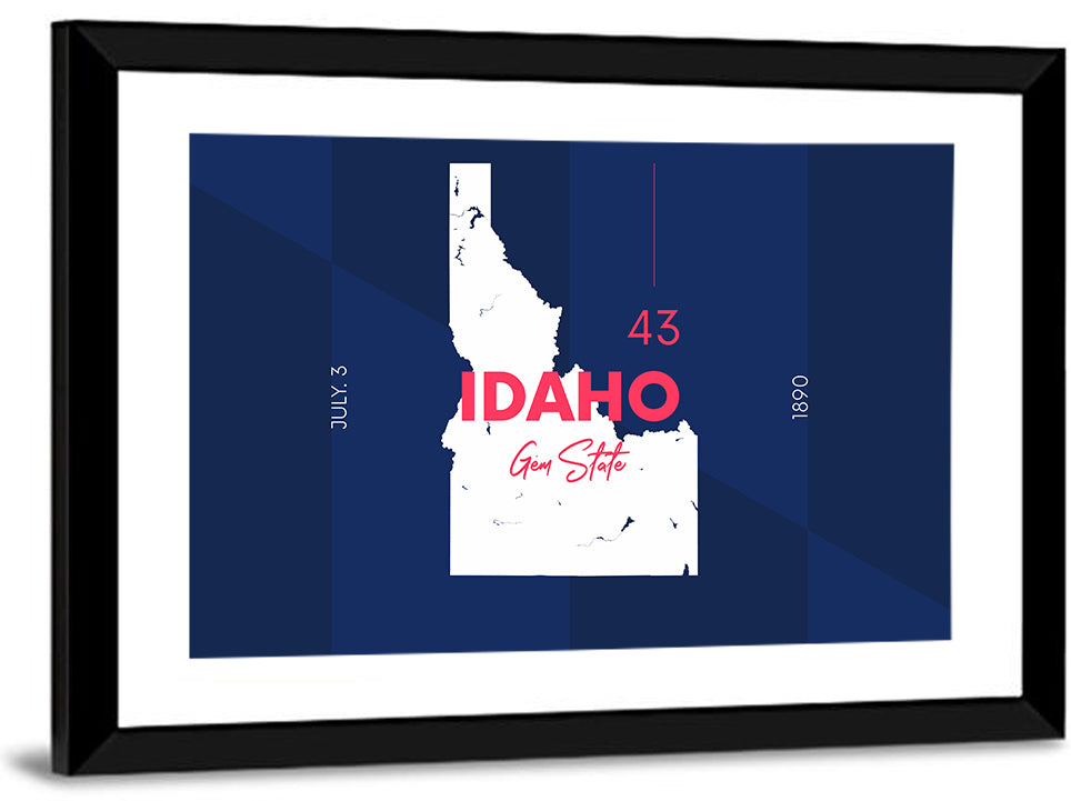 Idaho Gem State Map Wall Art