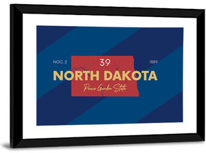 North Dakota State Map Wall Art