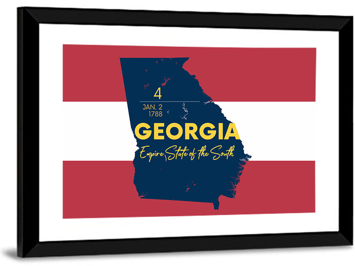 Georgia Silhouette Map Wall Art as a framed print