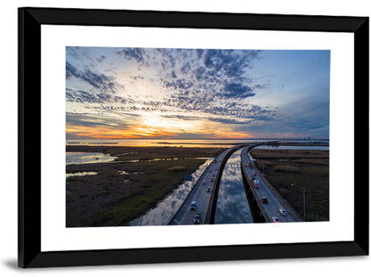 Mobile Bay Bridge at Sunset Wall Art