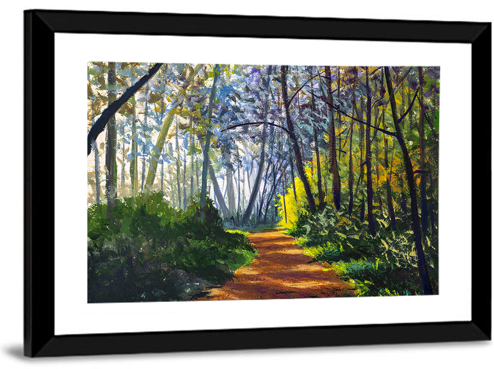 Sunlit Forest Alley Path Wall Art