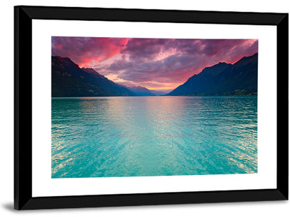 Lake Brienz Teal Sunset Wall Art