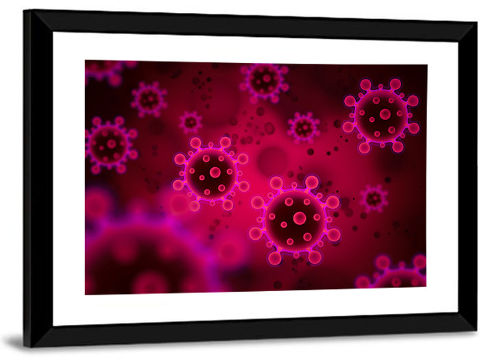 Microscopic Virus Particle Study Wall Art as a framed print