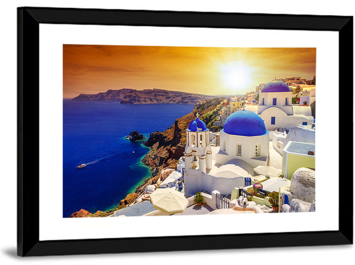 Sunset Over Oia Wall Art as a framed print