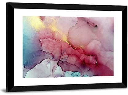 Pink and Gold Fluid Abstract Wall Art